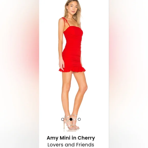 Lovers + Friends Amy Red cherry Mini Dress Size Small | EUC Revolve $148 - Picture 8 of 13
